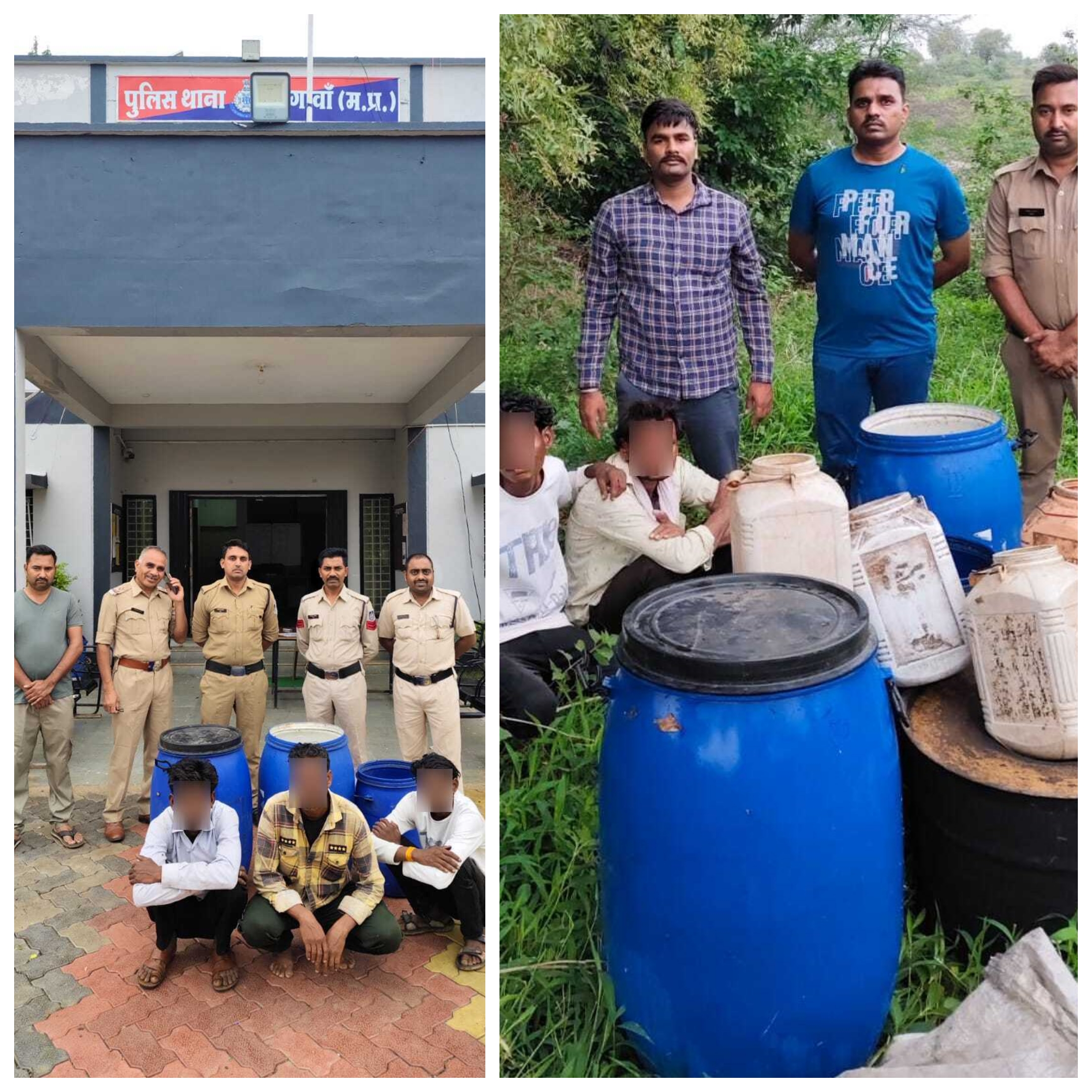 खरगोन पुलिस ने अवैध कच्ची शराब बनाने के ठिकानों पर दी दबिश
